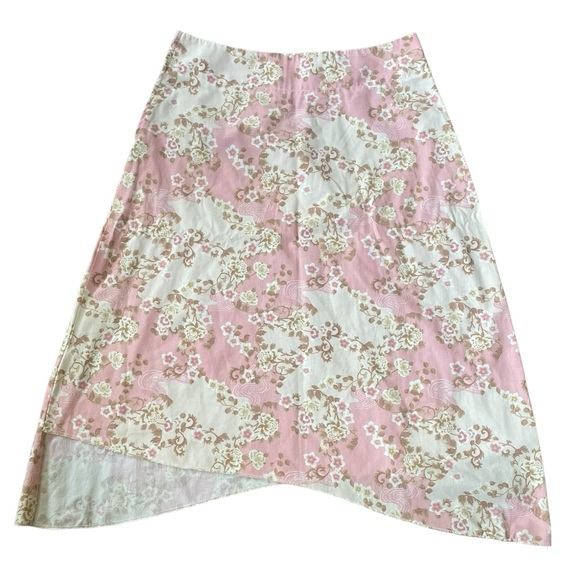 Lavender Vintage Pink Whimsygoth Witchy Cottagecore Boho Floral Asymmetric Skirt - Picture 2 of 5